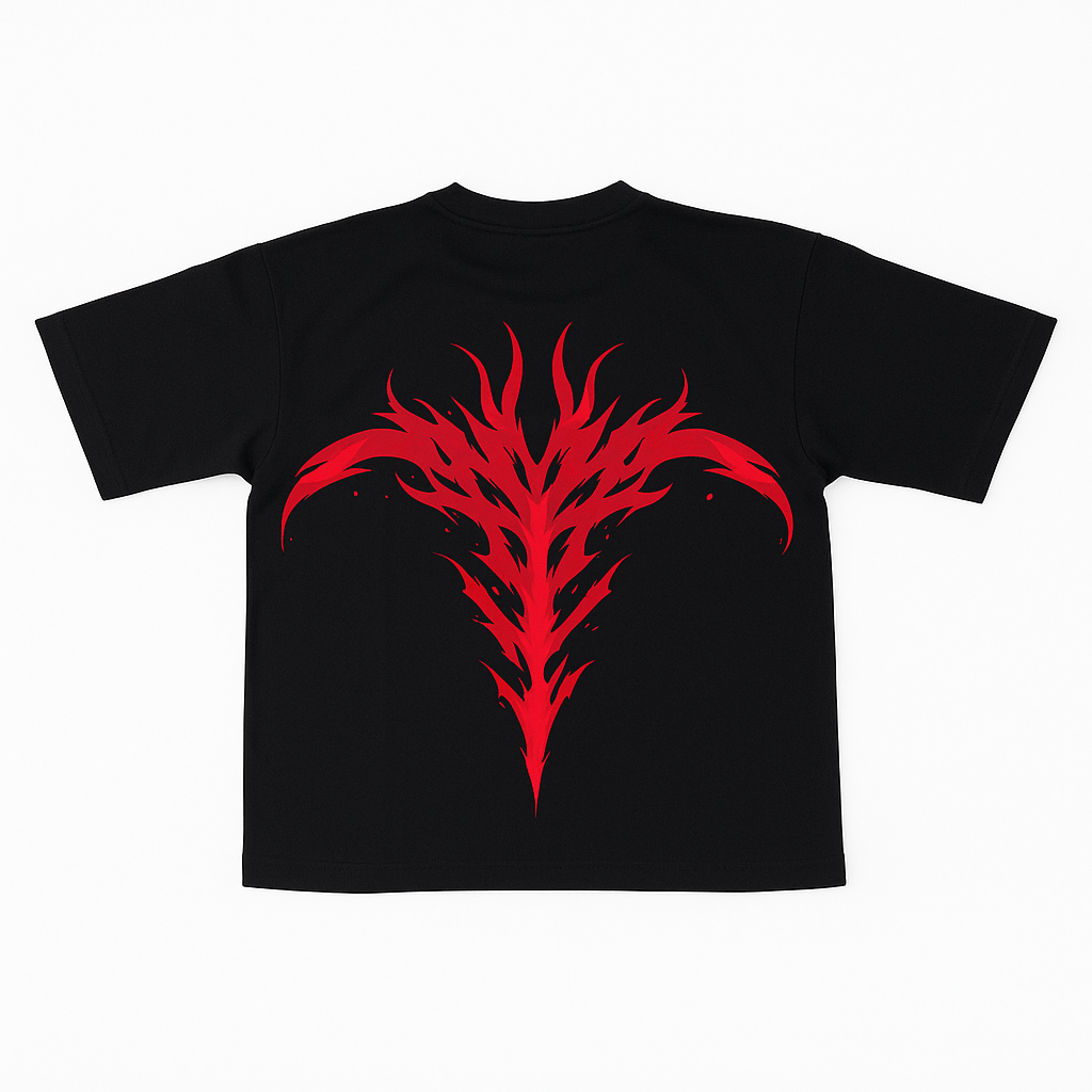 TeeTime "Scythe"  T-Shirt Oversized Black Long Arm Span Wide Torso Comfortable Arm Sleeves